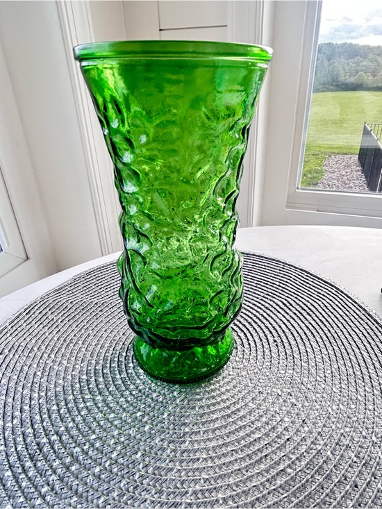 Hoosier Other - Vintage Green Hoosier Glass Vase textured Art Decor 2 available!!
